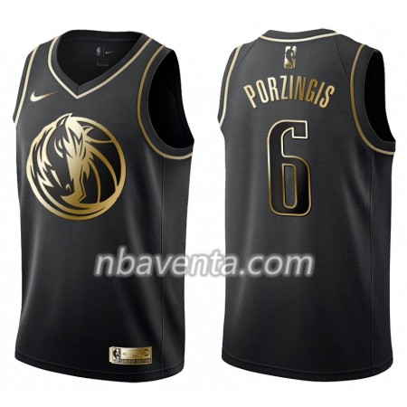 Camiseta Hombre Dallas Mavericks Kristaps Porzingis 6 Nike Negro Golden Edition Swingman